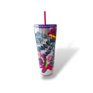 Starbucks Spring Summer Purple Flower Floral Tumbler Cold Cup Venti Poolside NWT